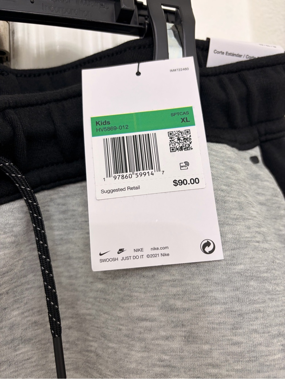 Nike Kids Black & Light Gray Joggers with Drawstring